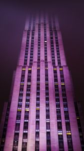 Preview wallpaper building, facade, skyscraper, fog, new york