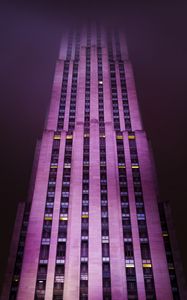 Preview wallpaper building, facade, skyscraper, fog, new york