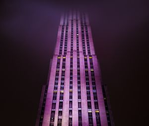 Preview wallpaper building, facade, skyscraper, fog, new york