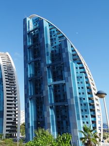 Preview wallpaper building, facade, slope, architecture, blue