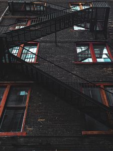 Preview wallpaper building, facade, stairs, windows, wall, black