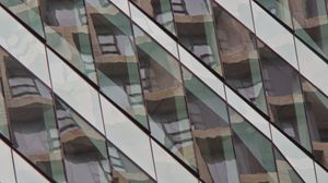 Preview wallpaper building, facade, stripes, reflection