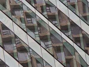 Preview wallpaper building, facade, stripes, reflection