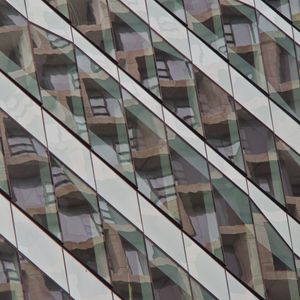 Preview wallpaper building, facade, stripes, reflection