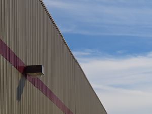 Preview wallpaper building, facade, stripes, brown