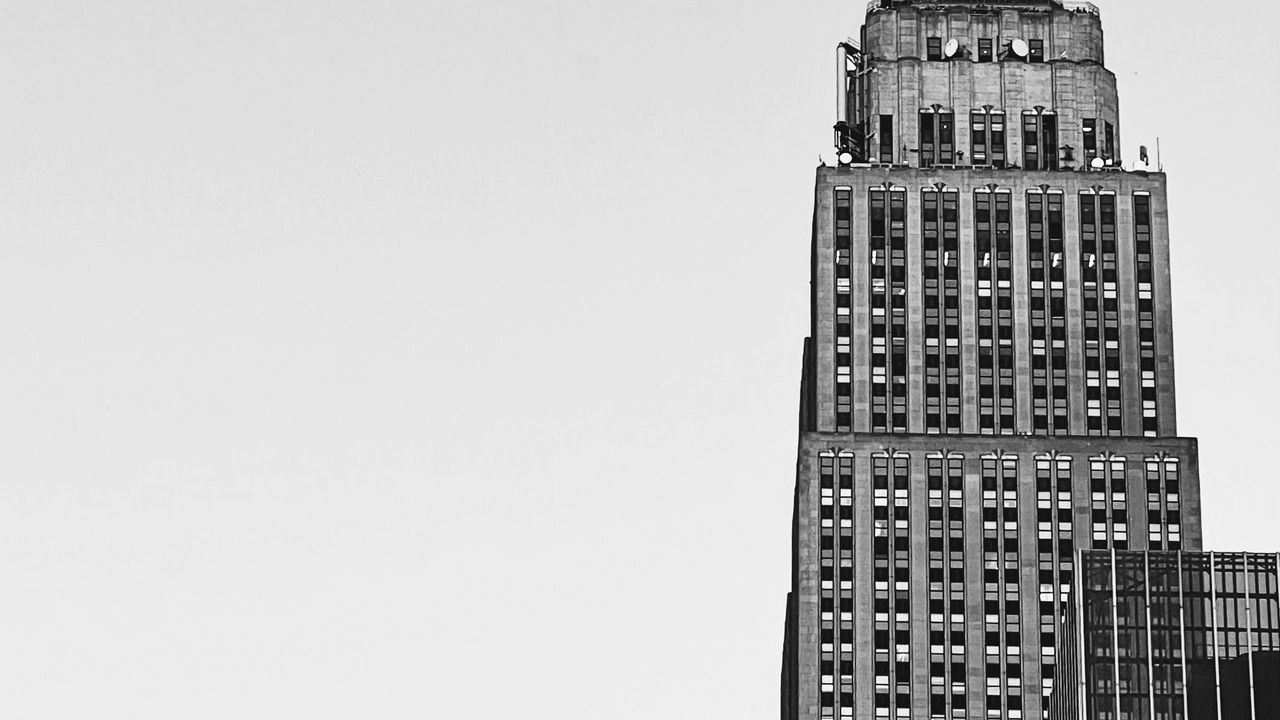 Wallpaper building, facade, tower, black and white