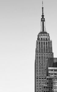 Preview wallpaper building, facade, tower, black and white