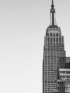 Preview wallpaper building, facade, tower, black and white