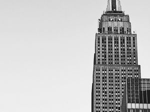 Preview wallpaper building, facade, tower, black and white