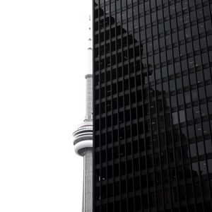 Preview wallpaper building, facade, tower, black and white, architecture