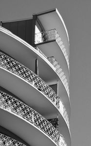 Preview wallpaper building, facade, white, balconies, architecture