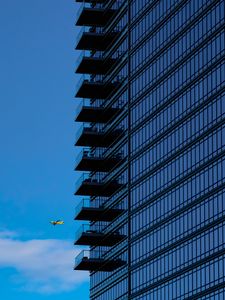 Preview wallpaper building, facade, windows, glass, balconies, plane