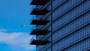 Preview wallpaper building, facade, windows, glass, balconies, plane