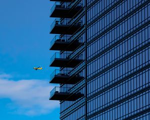 Preview wallpaper building, facade, windows, glass, balconies, plane