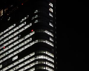 Preview wallpaper building, facade, windows, light, night