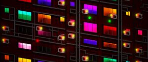 Preview wallpaper building, facade, windows, colorful, light