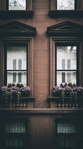 Preview wallpaper building, facade, windows, flowers, architecture