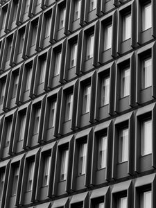 Preview wallpaper building, facade, windows, architecture, bw