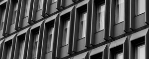 Preview wallpaper building, facade, windows, architecture, bw