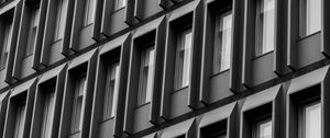 Preview wallpaper building, facade, windows, architecture, bw