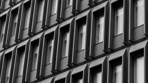 Preview wallpaper building, facade, windows, architecture, bw