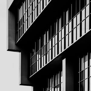Preview wallpaper building, facade, windows, bw