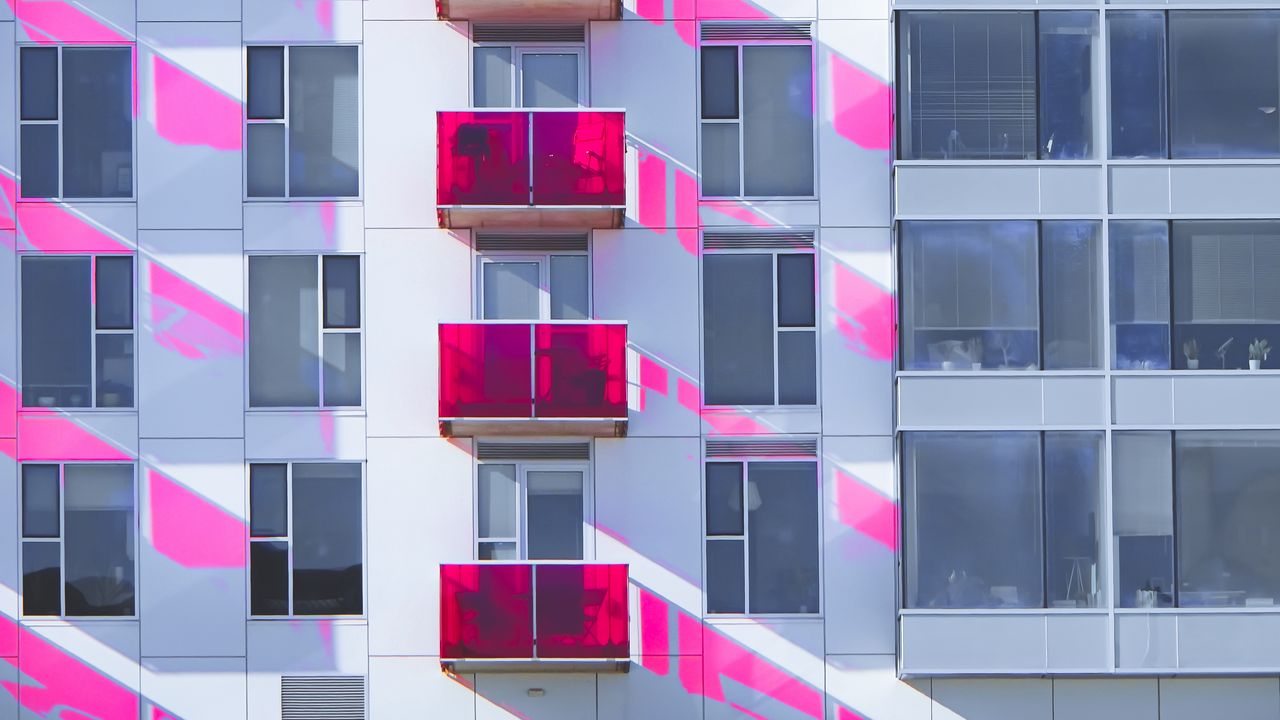 Wallpaper building, facade, windows, balconies, architecture