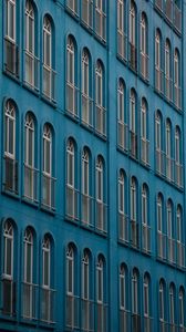 Preview wallpaper building, facade, windows, architecture, blue