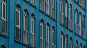 Preview wallpaper building, facade, windows, architecture, blue