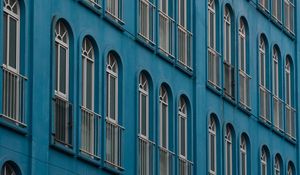 Preview wallpaper building, facade, windows, architecture, blue