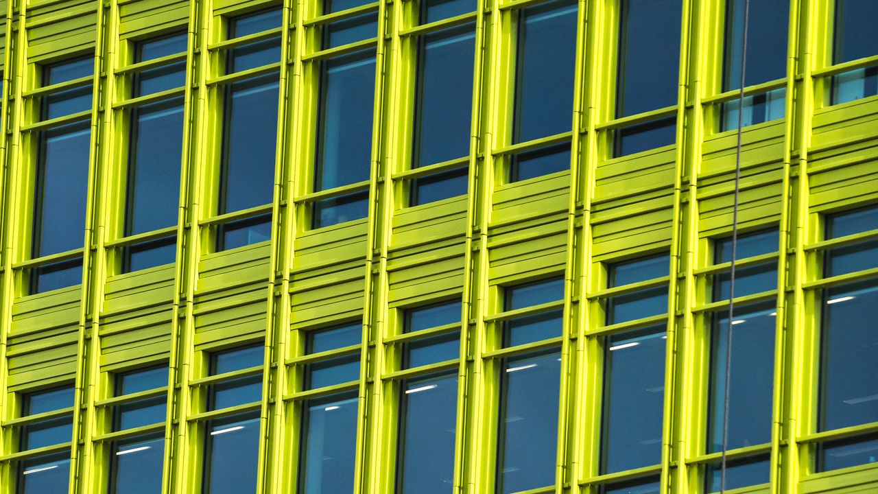Wallpaper building, facade, windows, architecture, green