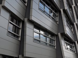 Preview wallpaper building, facade, windows, edges, gray