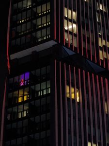Preview wallpaper building, facade, windows, light, architecture, dark