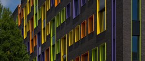 Preview wallpaper building, facade, windows, tree, bright