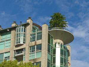Preview wallpaper building, facade, windows, architecture, trees