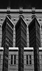 Preview wallpaper building, facade, windows, bricks, black and white