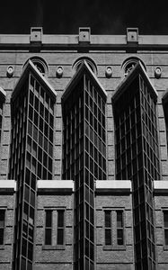 Preview wallpaper building, facade, windows, bricks, black and white