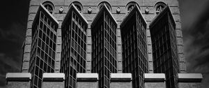 Preview wallpaper building, facade, windows, bricks, black and white