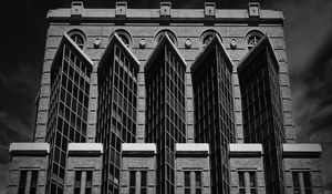 Preview wallpaper building, facade, windows, bricks, black and white