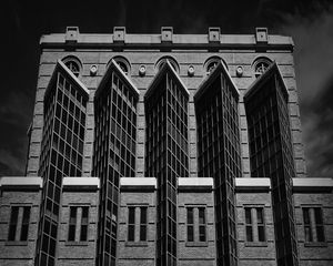 Preview wallpaper building, facade, windows, bricks, black and white