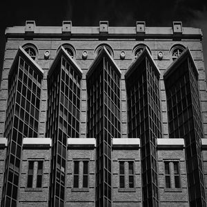 Preview wallpaper building, facade, windows, bricks, black and white