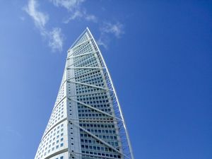 Preview wallpaper building, facade, windows, sky, white, blue