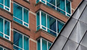 Preview wallpaper building, facade, windows, bricks, architecture