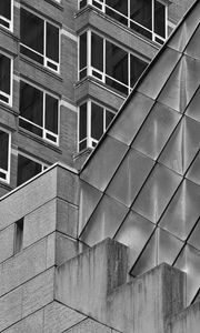 Preview wallpaper building, facade, windows, architecture, black and white