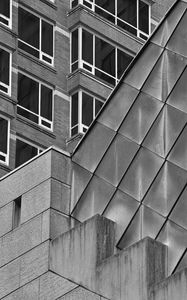 Preview wallpaper building, facade, windows, architecture, black and white