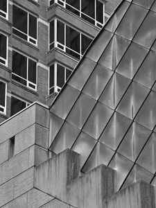 Preview wallpaper building, facade, windows, architecture, black and white