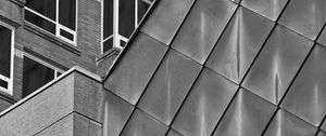 Preview wallpaper building, facade, windows, architecture, black and white