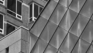 Preview wallpaper building, facade, windows, architecture, black and white