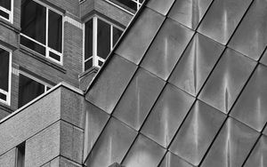 Preview wallpaper building, facade, windows, architecture, black and white