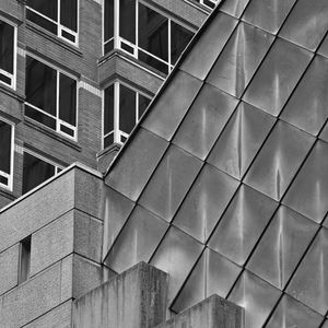 Preview wallpaper building, facade, windows, architecture, black and white